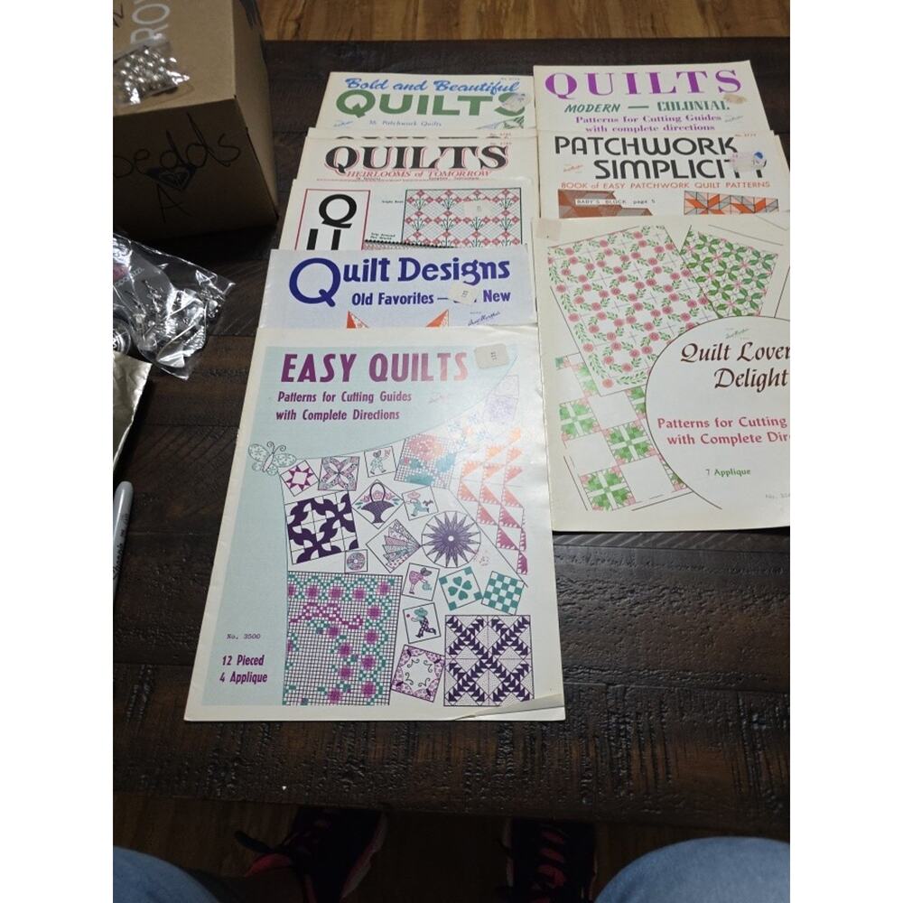 Vintage Quilt Pattern Lot Patchwork Simplicity Easy Quilts Cutting Guides Bundle